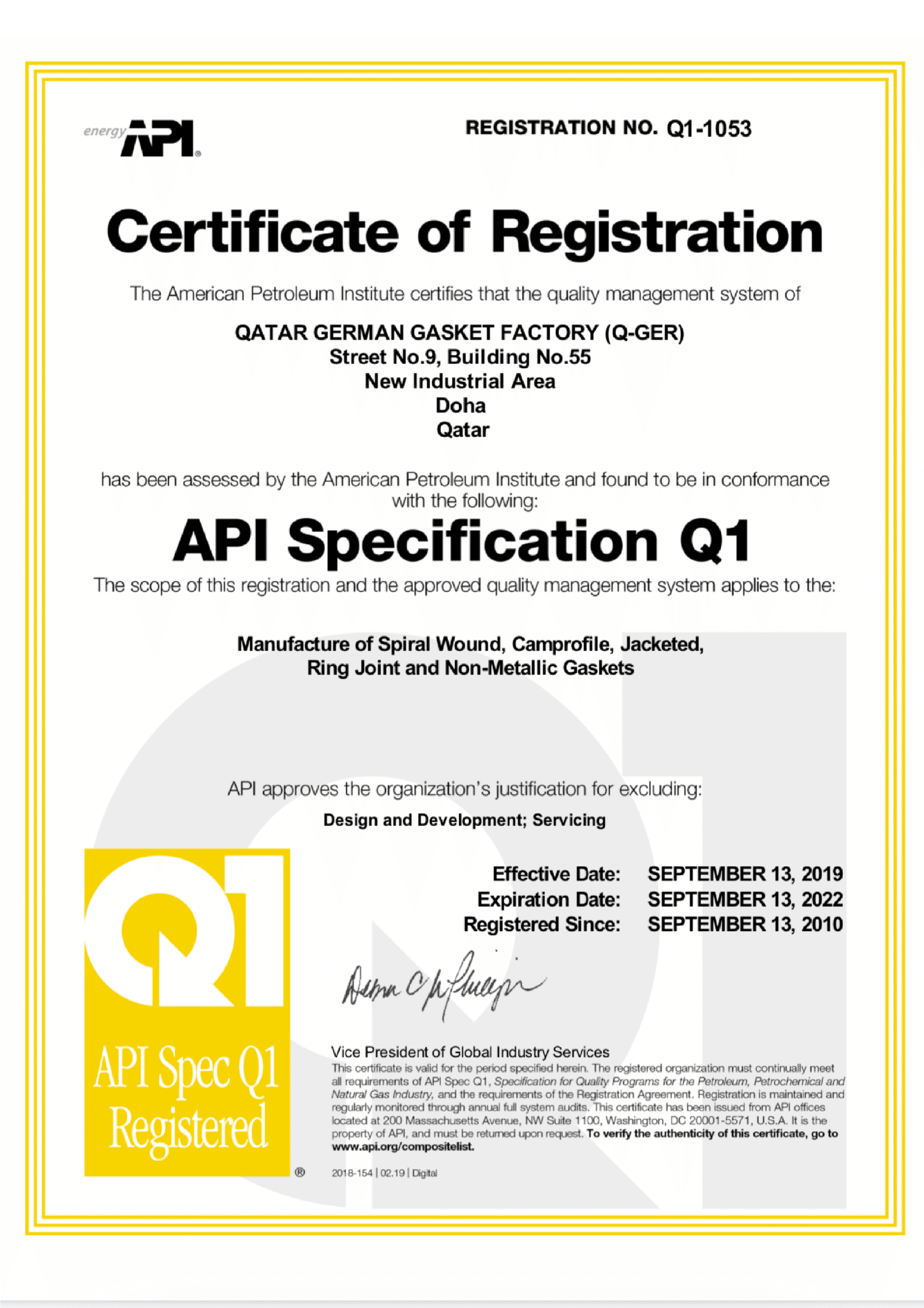 Our Certifications Qatar German Gasket Factory
